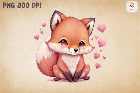 Cute Baby Fox Valentines Day 2 Graphic By Ricco Art · Creative Fabrica