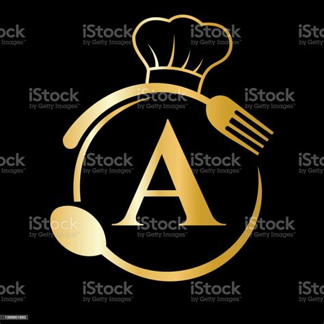 Logo Du Restaurant Sur Le Concept De La Lettre A Chapeau De Chef Cuillère Et Fourchette Pour Le