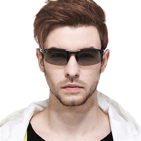 2019 Photochromic Polarized Semi Rimless Sunglasses Driver Rider Sports