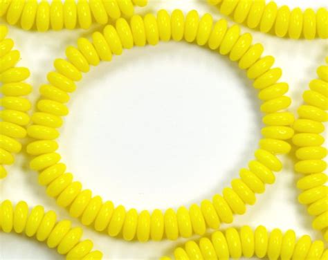 6mm Bright Lemon Yellow Smooth Rondelles Czech Glass Beads 50 Etsy