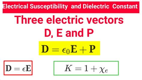 Three Electric Vectors D E And P And Relation Between Them Susceptibility And Dielectric