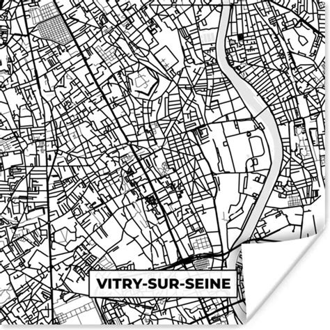 Poster Kaart Plattegrond Vitry Sur Seine Frankrijk Stadskaart