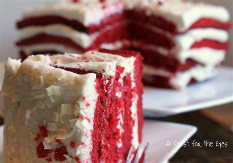 A Feast For The Eyes Red Velvet Cake With White Chocolate Frosting