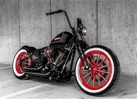 Red Wheels With White Walls Bobber Motorcycle Bobber Chopper