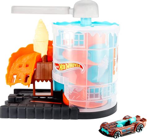 Hot Wheels Downtown Ice Cream Meltdown Play Set BigaMart