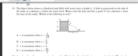 A Tank Of Height H Is Fully Filled With Water If The Water Rushing From