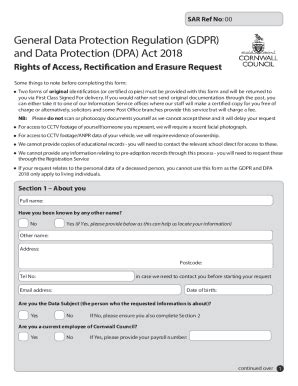 Fillable Online Sar Form For Completion Cornwall Council Fax Email