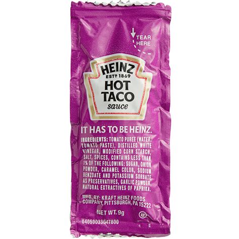 Heinz Hot Taco Single Sauce Portion Packet Servings In Bulk