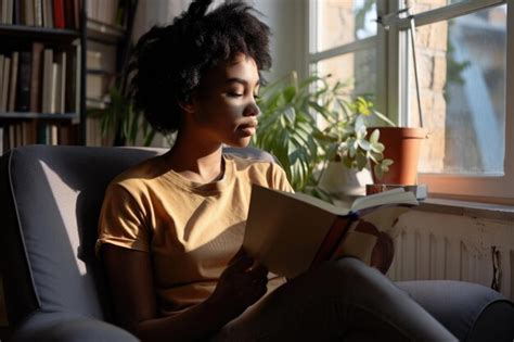 Premium Photo Relaxed African American Woman Reading And Resting At Home