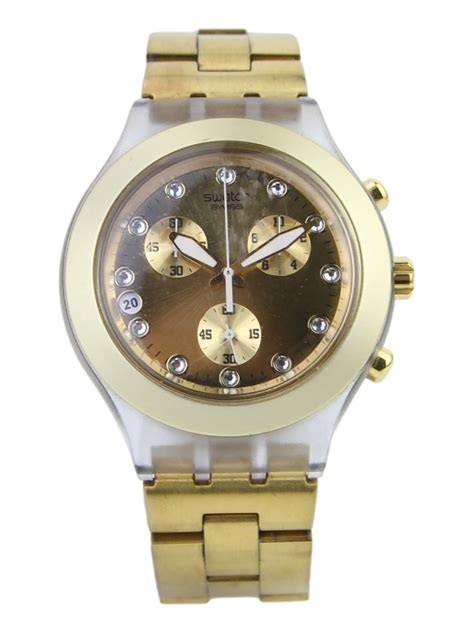 Rel Gio Swatch Diaphane Irony Dourado Original Etiqueta Nica