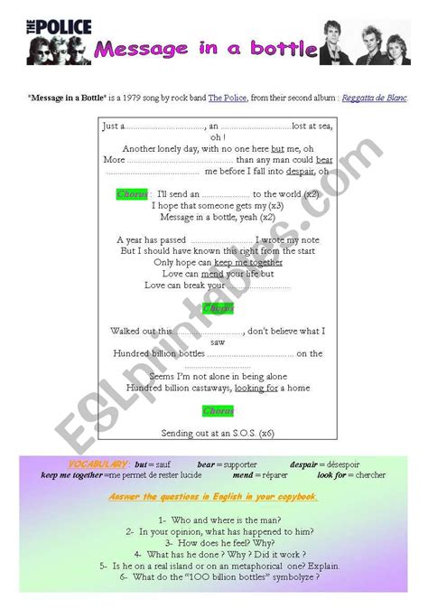 Message In A Bottle Worksheet Worksheets For Kindergarten