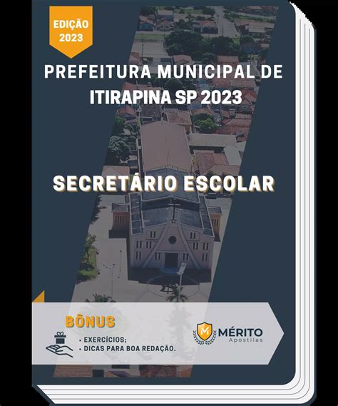 Apostila Secretário Escolar Prefeitura Itirapina SP 2023 Mérito Apostilas