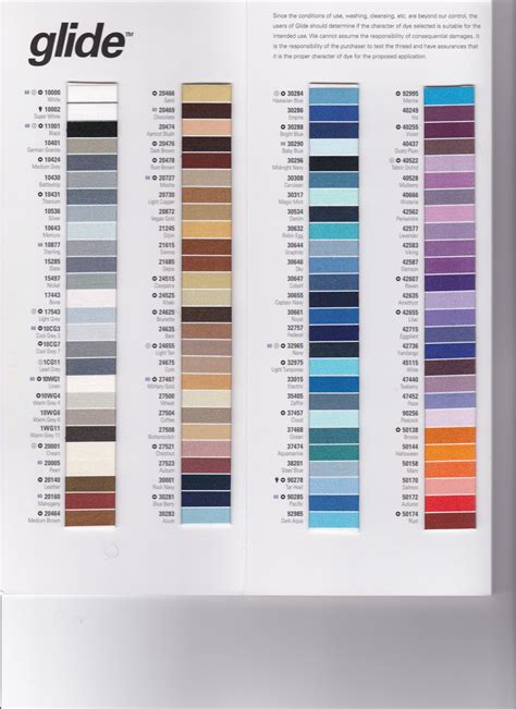 Glide Thread Color Chart