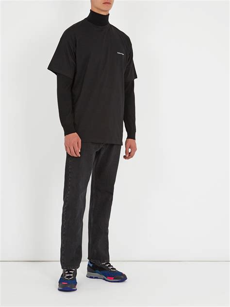 Lyst Balenciaga Oversized Logo Print Cotton T Shirt In Black For Men