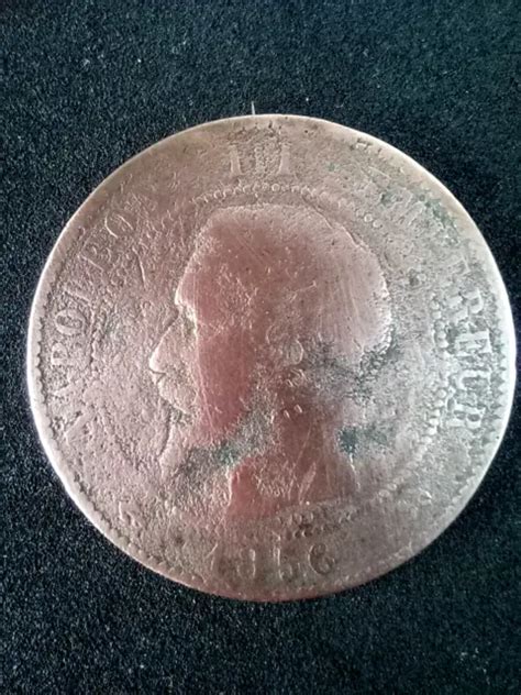 PIÈCE DE MONNAIE 10 centimes Napoléon III tête nue 1856 B Empire