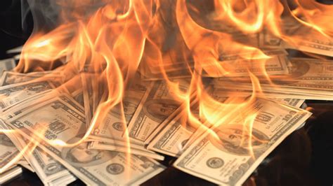Slow Motion Money On Fire Stock Footage SBV-300019854 - Storyblocks