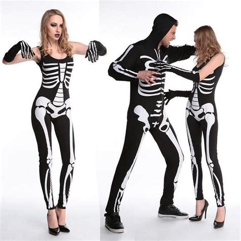 New Cosplay Living Dead Skeleton Costume Printed Black Ghost Costume ...