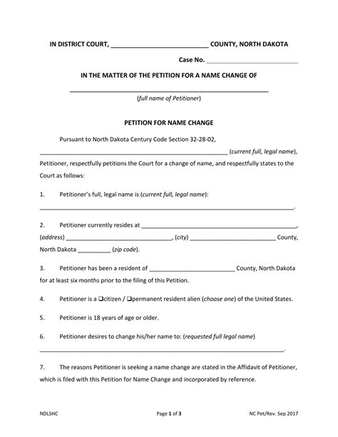 North Dakota Petition For Name Change Fill Out Sign Online And