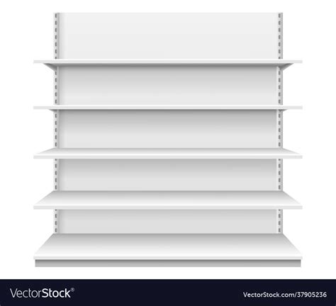 Store shelves white empty supermarket shelf Vector Image