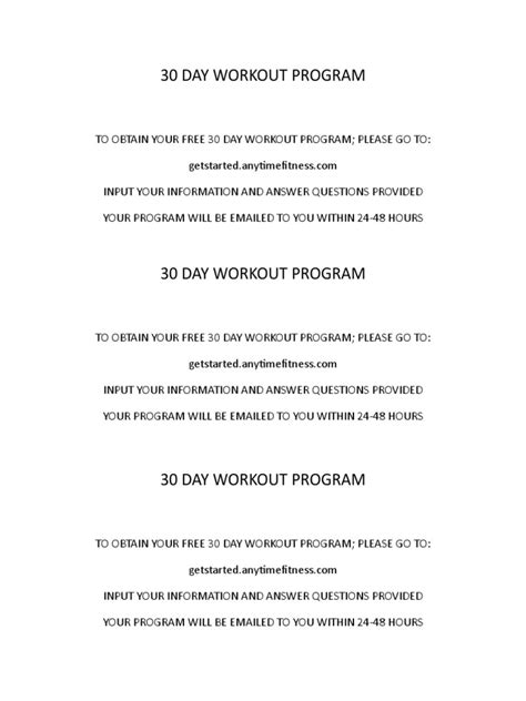 30 Day Workout Plan Pdf