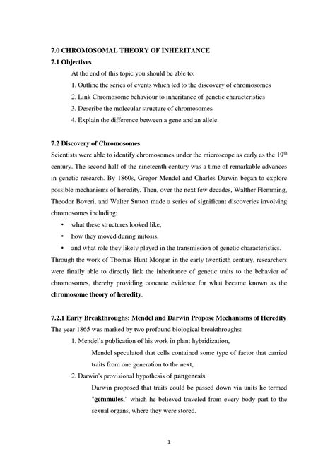 SOLUTION Bio Chromosomal Theory Of Inheritance Studypool