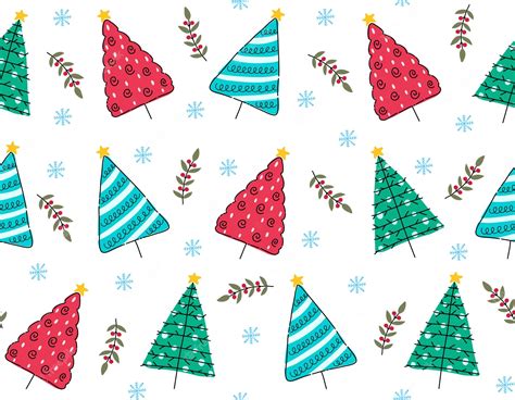 Premium Vector Cute Doodle Christmas Tree Seamless Pattern