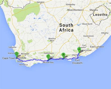 Map Of Driving The Garden Route المرسال