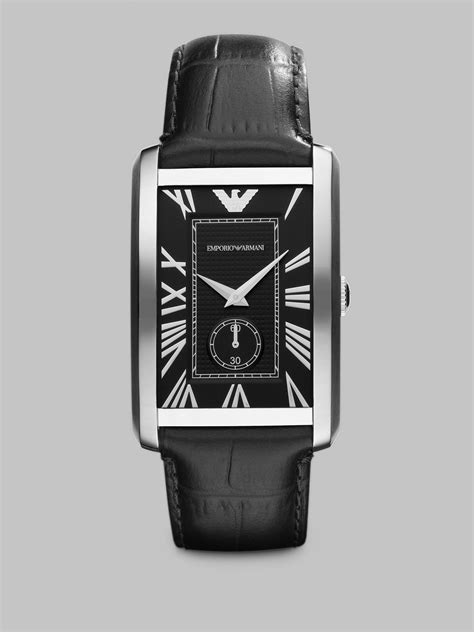 Lyst Emporio Armani Stainless Steel Rectangular Watch In Black For Men