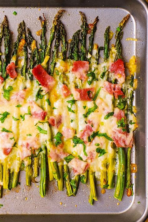 Roasted Asparagus With Ham Mozzarella And Parmesan Thanksgiving