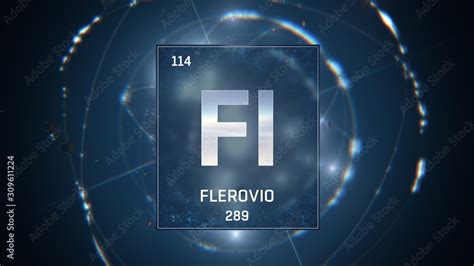 D Illustration Of Flerovium As Element Of The Periodic Table Blue