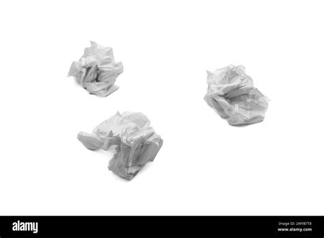 Set Of Crumpled Tissue Paper Used Screwed Paper Tissue Isolated On