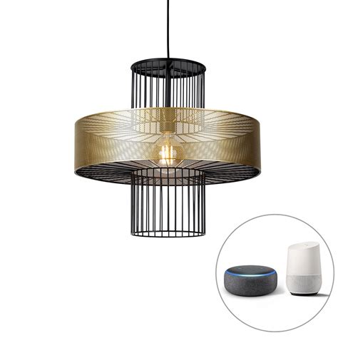 Inteligentna lampa wisząca złota z czarnym 50 cm z Wifi G95 Tess