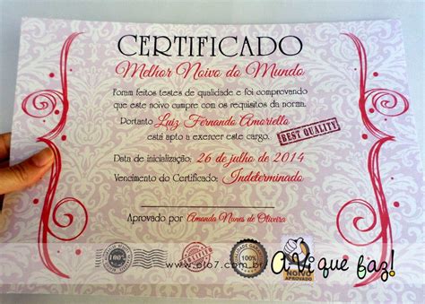 Certificado De Melhor Namorado A Vi Que Faz Elo