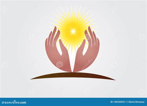 Manos De La Esperanza Y Vector Del Logotipo De La Luz Del Sol