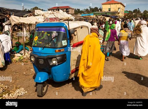 Ethiopia Amhara Region Dabat Small Local Market Transport Bajaj Re