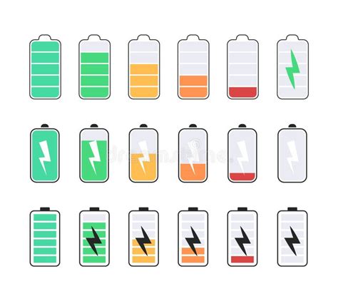 Conjunto De Vectores De Iconos De Bater A Nivel De Bater A De Carga