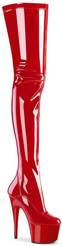 Pleaser Plateau Overknee Laarzen Shoes Adore Us Rood Bol