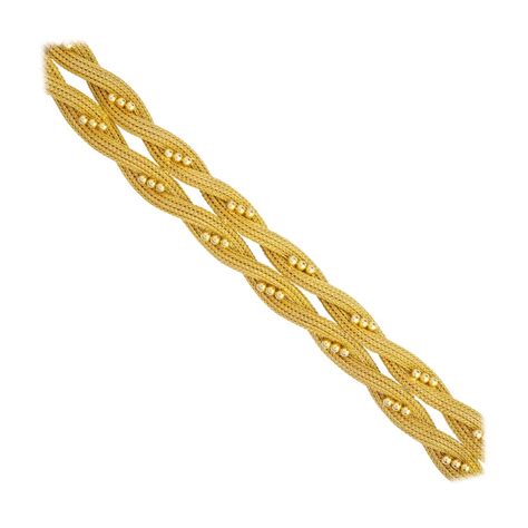 Mid Century Woven 14 Karat Gold Mesh Bracelet For Sale At 1stdibs