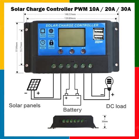 Jual Solar Charge Controller 10A 20A 30A SCC Panel Surya PWM Shopee