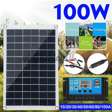 Kit De Painel Solar 100W Carregador De Bateria 12V 20a Controlador Lcd