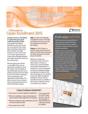 Fillable Online Orangecountyfl Open BEnrollmentb Handbook Orange