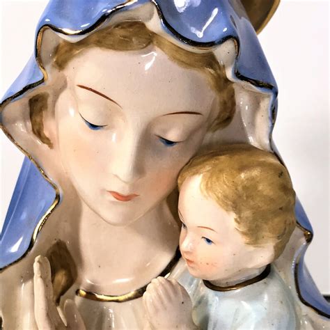 Vintage Virgin Mary Baby Jesus Ceramic Indoor Planter Etsy