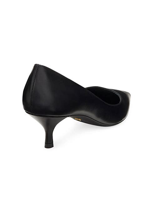 Shop Stuart Weitzman Stuart 50mm Leather Kitten Heel Pumps Saks Fifth