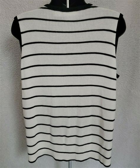 Croft Barrow Sweater Shirt Top Blouse Size Xl Womens White Black