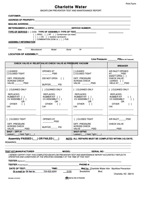 Fillable Backflow Preventer Test And Maintenance Report Form Printable Pdf Download