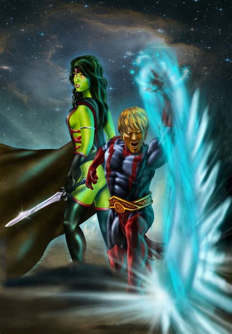 Warlock Art Adam Warlock And Gamora By Moonshdw8 Fan Art Cartoons Comics Digital Marvel