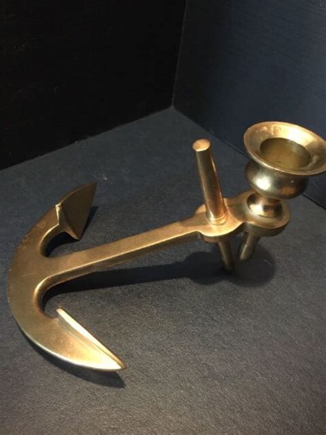 B22 Vintage Brass Nautical Maritime Ship Anchor Candle Holder Ebay