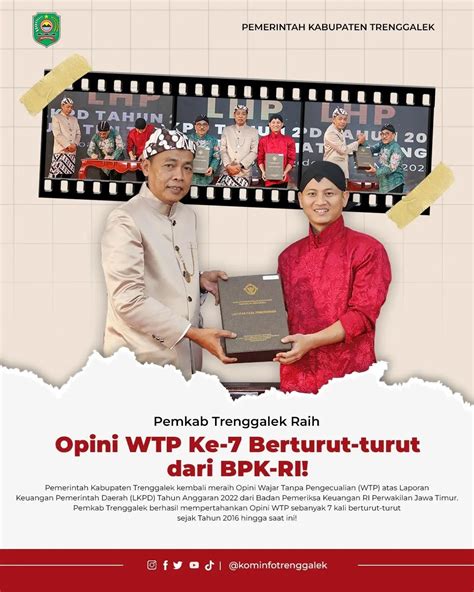 Pemkab Trenggalek Kembali Raih Opini WTP Ke 7 Berturut Turut Dari BPK