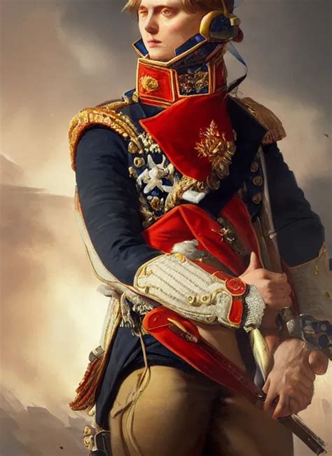 Grandiose Epic Portrait Of Napoleon Detailed Painting Stable