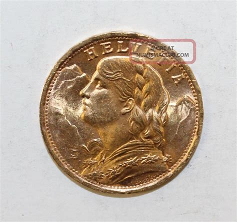 1935 Swiss 20 Franc Gold Coin